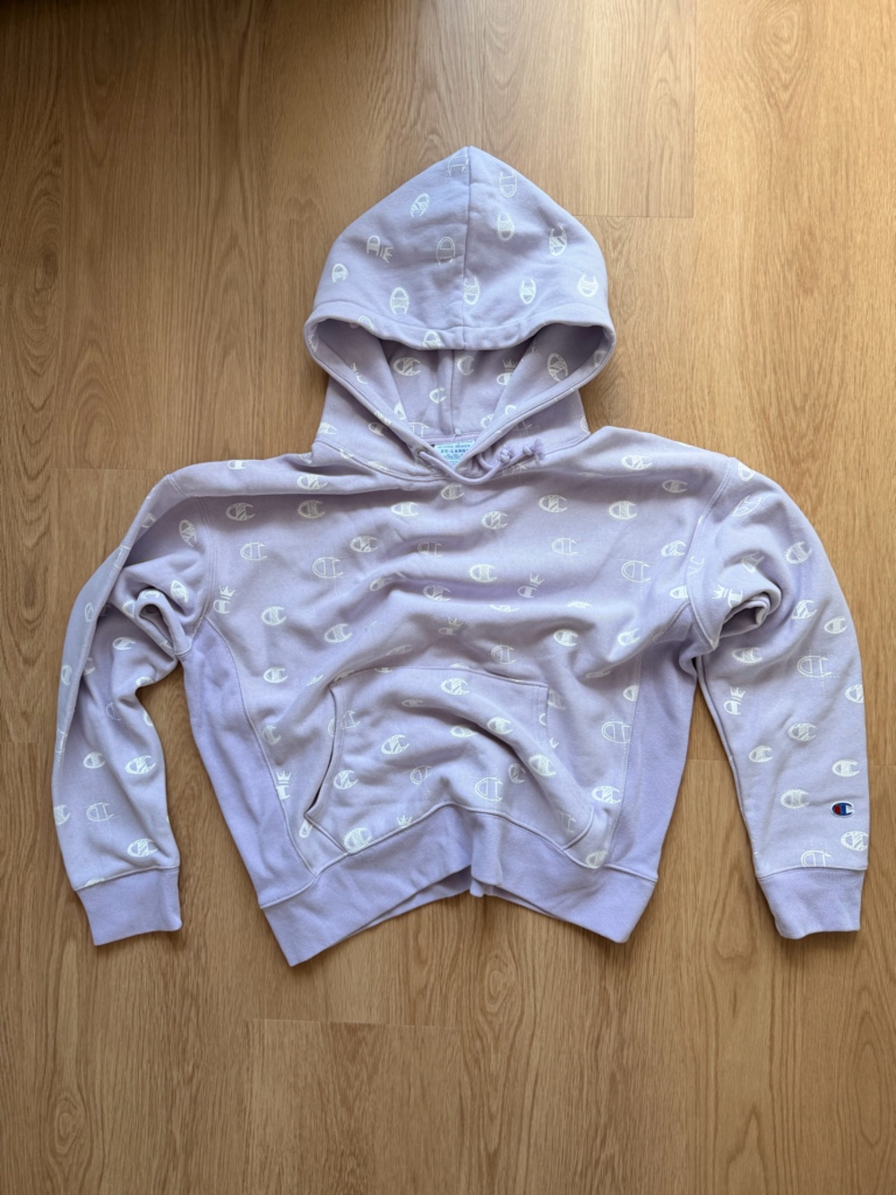 Champion Reverse Weave Lavender Hoodie with White Logo Print